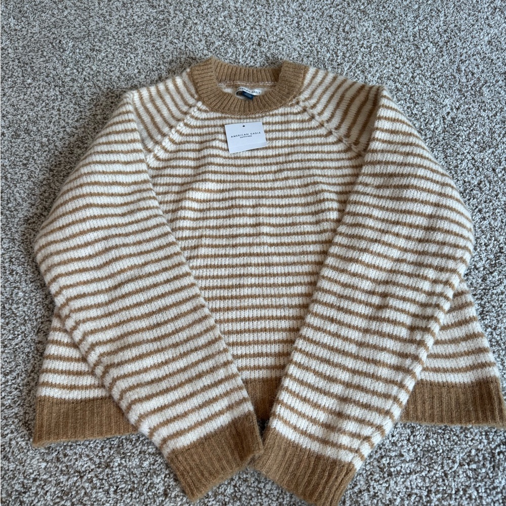NWT Striped Brown and Cream Sweater